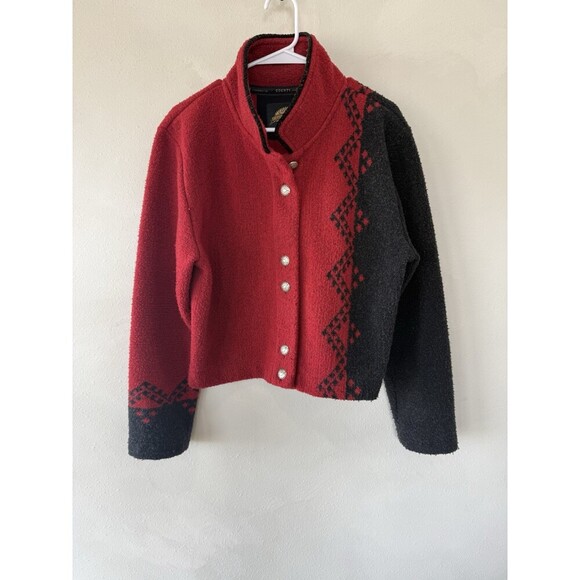 County Clothing Co Jackets & Blazers - Vtg County Clothing Co Toggle Colorback Button Up Jacket Red Black Gray L Large